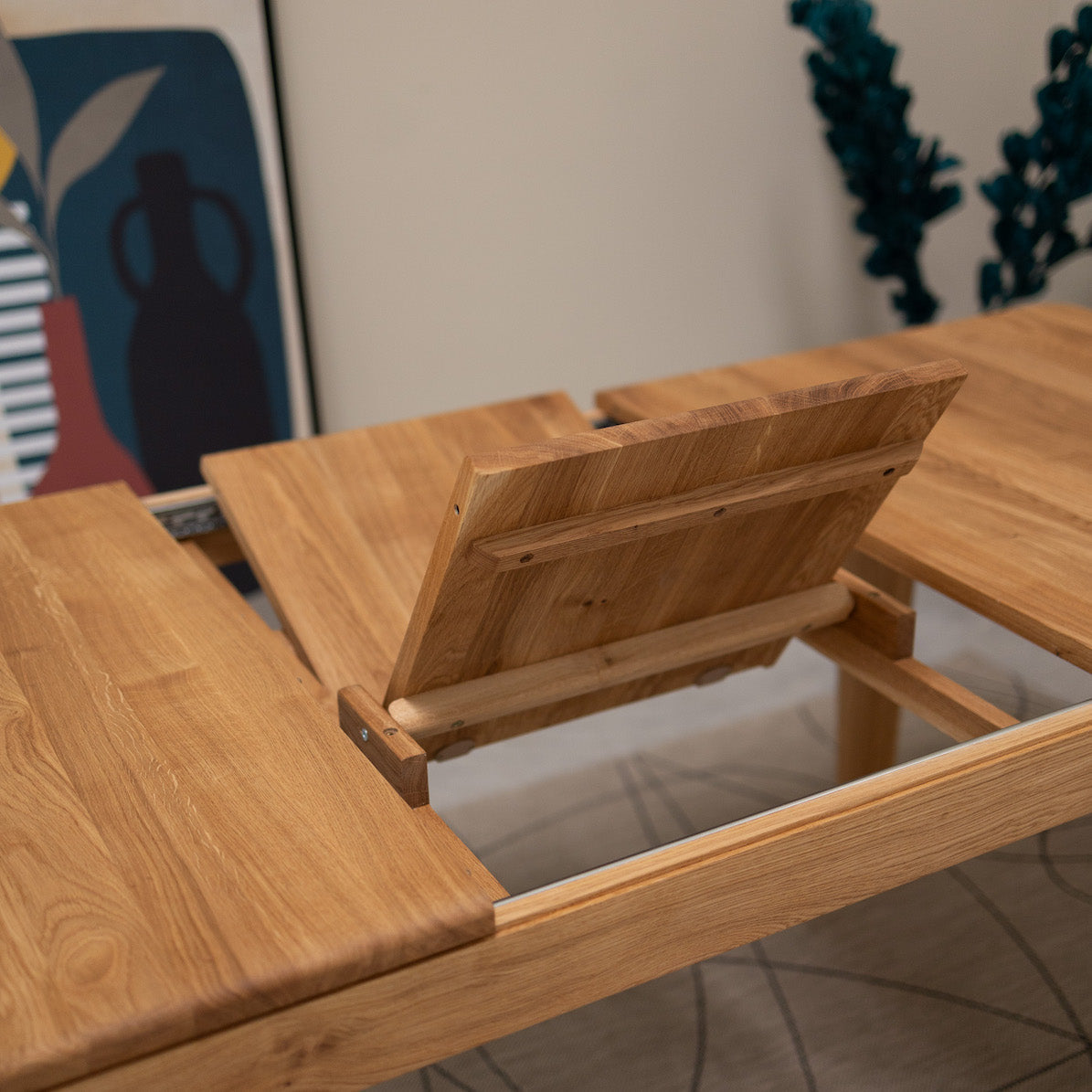 VESKOR Mesa de comedor extensible rectangular de madera de roble DANIA